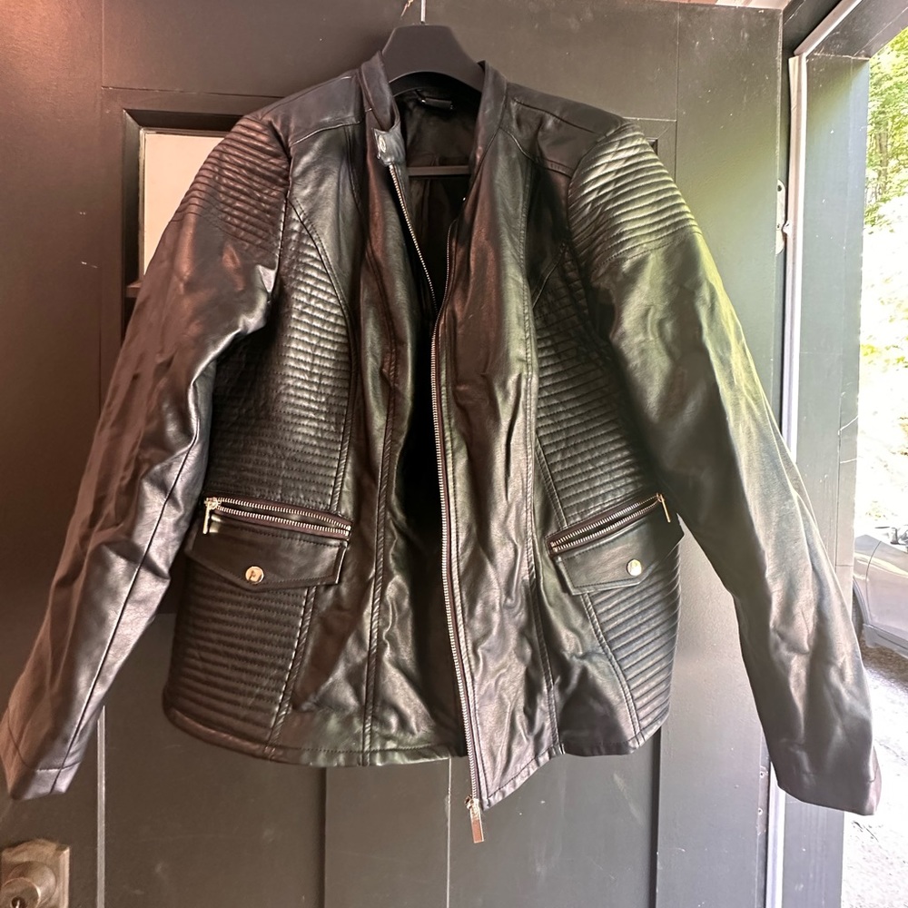 Faux leather biker jacket plus size 16